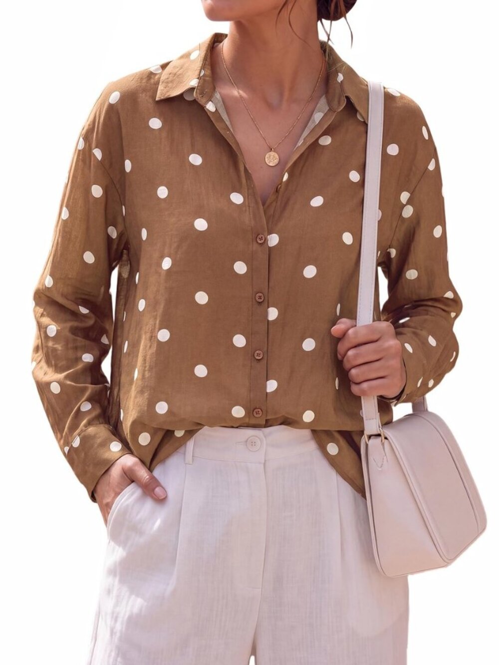 Womens Blouses Dressy Casual Floral Long Sleeve Shirts Polka Dot Tops